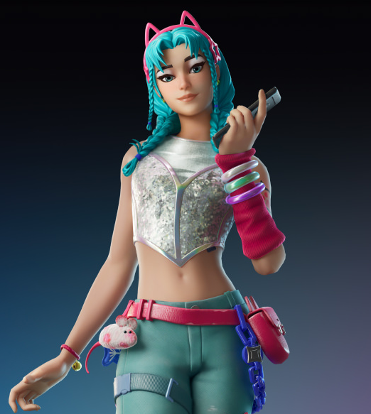 Fortnite character holding a phone